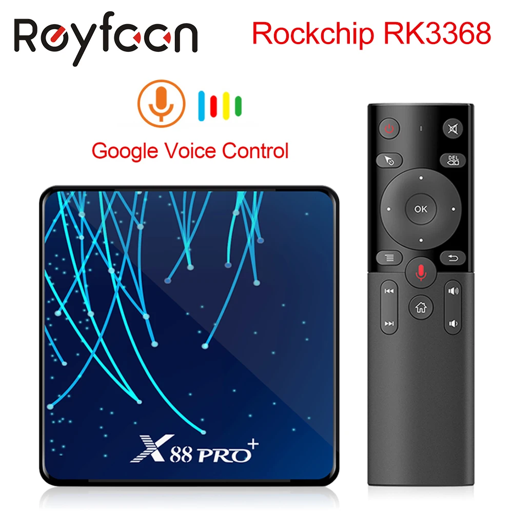 ТВ приставка X88 Pro Android 9 0 4 + 128 ГБ Rockchip RK3368PRO 1080p 4K USB голосовой помощник Google PRO Plus