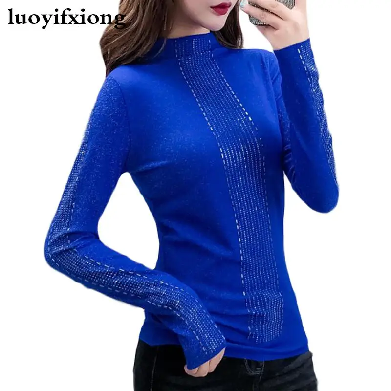 Модная одежда с длинными рукавами ярких шелковая кружевная блузка для женщин