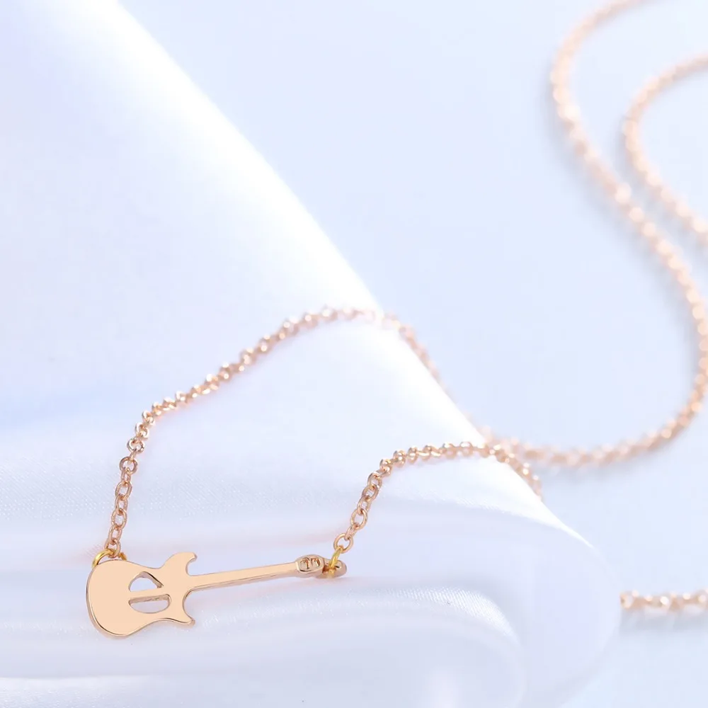 Панк музыка гитара кулон ожерелья для женщин Золотая Мода лазерное ожерелье и