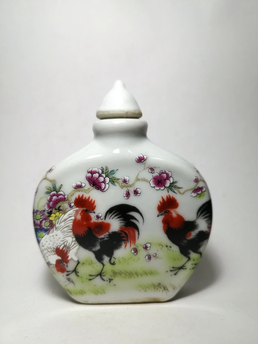 

Художественная коллекция YIZHU Culture, старый китайский фарфор, роза, фарфор, живопись, петух, курица, табак, бутылка, украшение