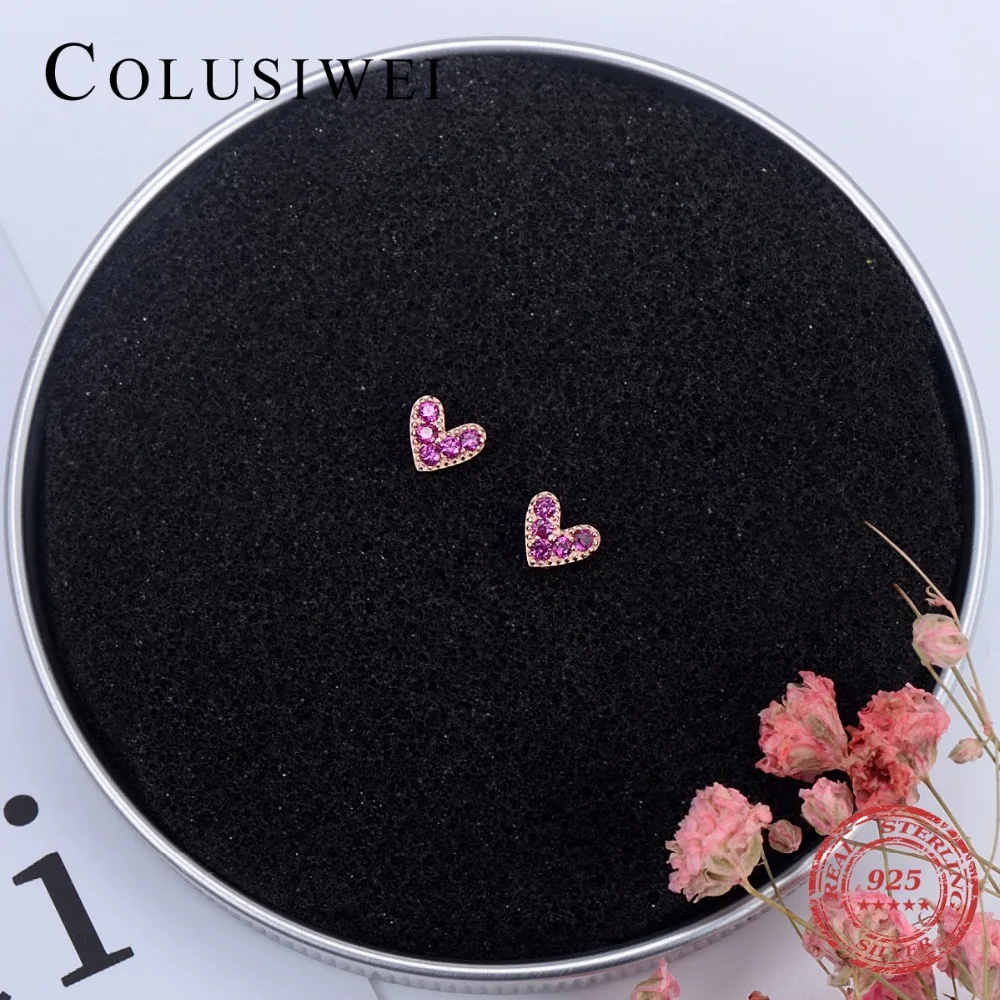 Женские серьги гвоздики COLUSIWEI простые из стерлингового серебра 925 пробы розового