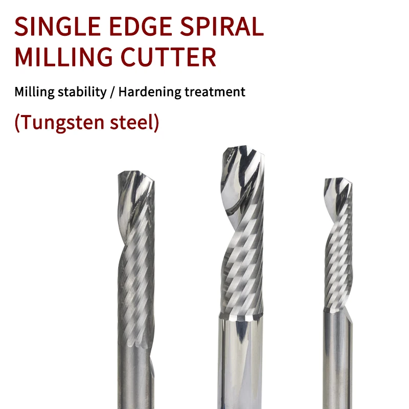 

8*35*100 10*45*100 12*45*100 Single Flute CNC Router Bits One Flute Spiral End Mills Carbide Milling Cutter Spiral PVC Cutter