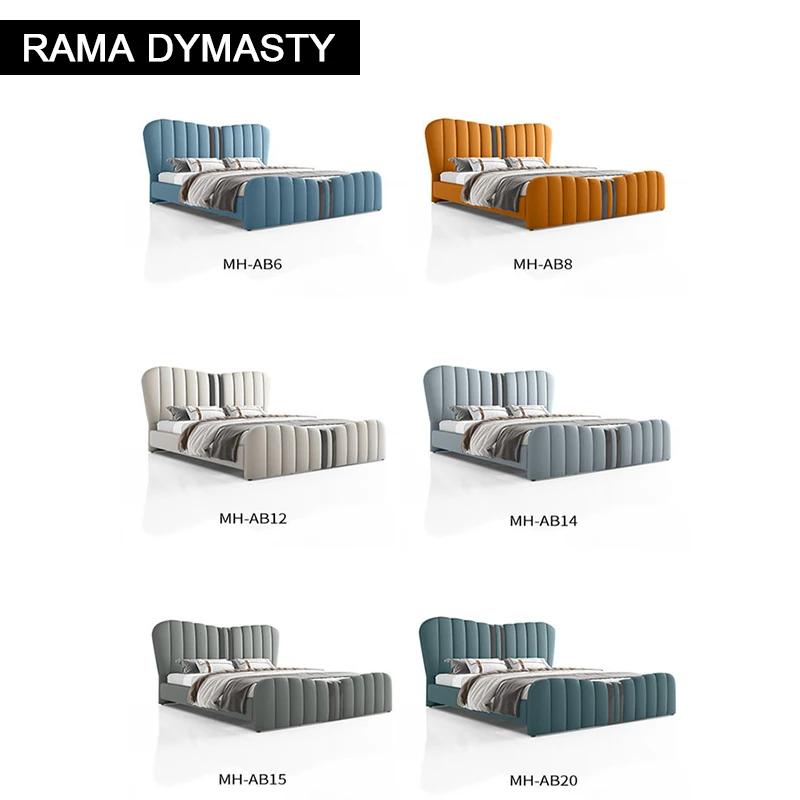 

RAMA DYMASTY genuine leather soft bed modern design bed bett, cama fashion king/queen size bedroom furniture