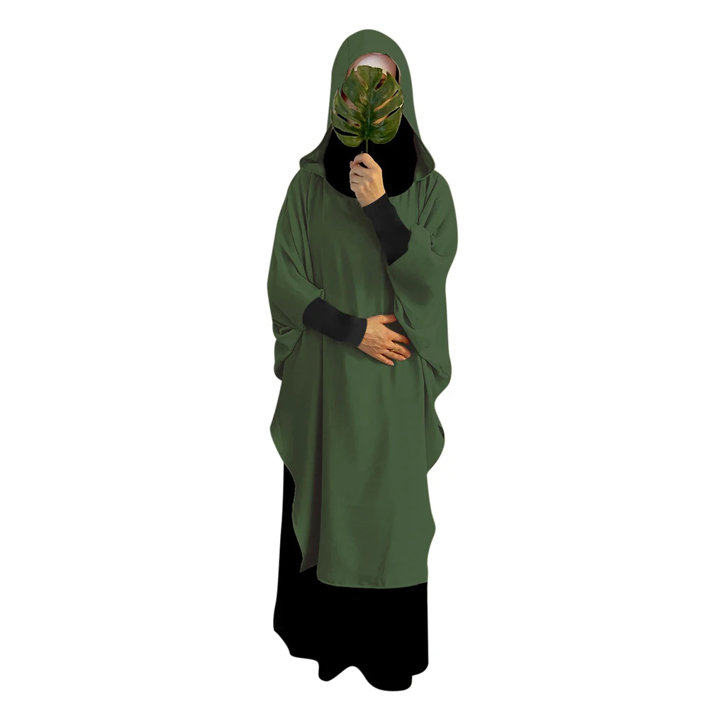

One Piece Muslim Women Garment Prayer Dress Hijab Abaya Hooded Maxi Jilbab Islamic Clothing Arab Robe Umrah Eid Worship Service