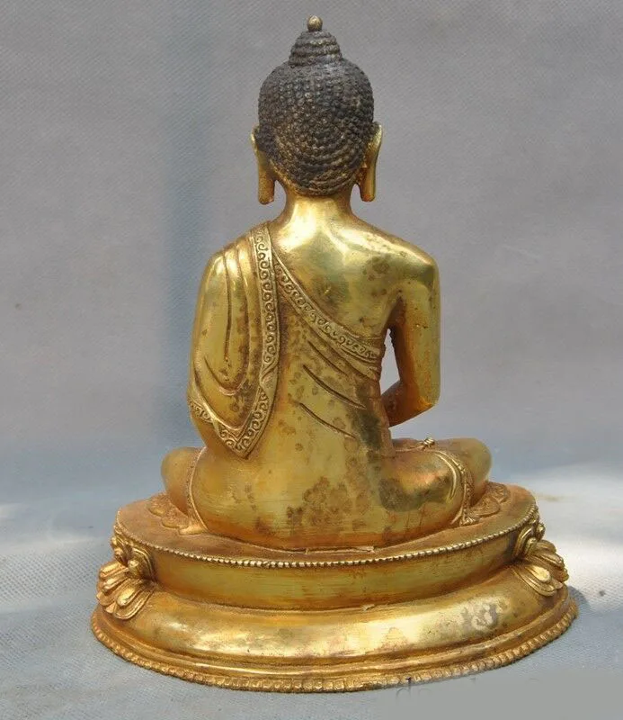 

wedding decoration Old Buddhism Bronze Gilt Sakyamuni Shakyamuni Medicine Tathagata Buddha Statue