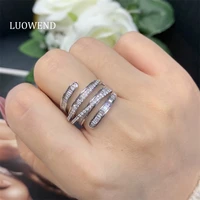 luowend 18k white gold au750 engagement ring genuine gold rings natural diamond ring for women wedding diamond jewelry