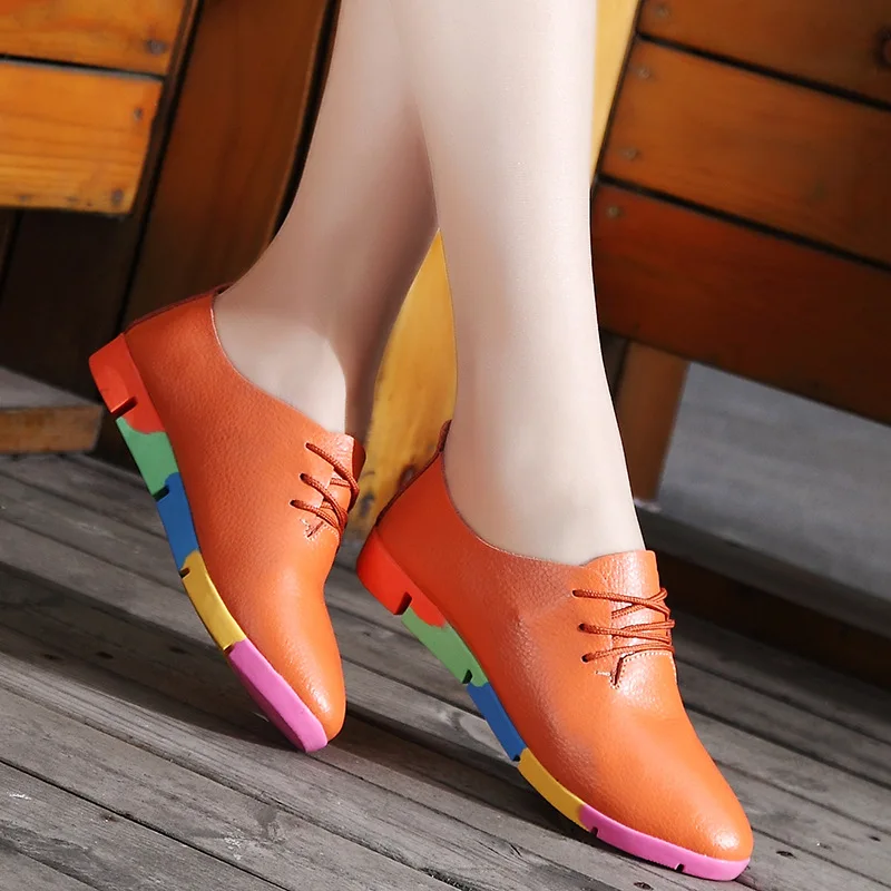

Flats women loafers 2021 new genuine leather flats shoes woman sneakers nurse peas flats women shoes plus size