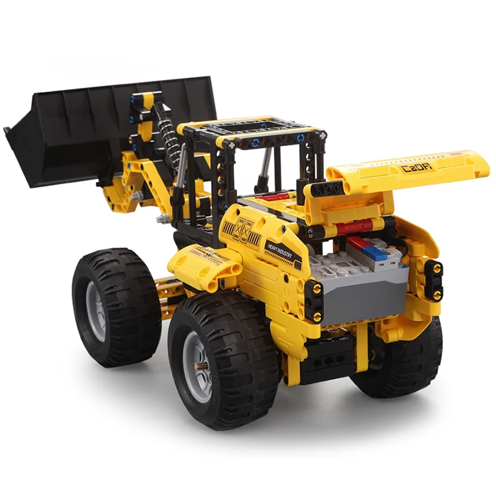 

CaDA Wheel Loader Bulldozer Excavator RC Building Block Brick Set Remote Control Crawler Compatible ing Technical City