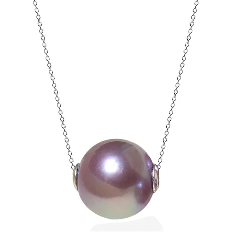 

Classic Purple Edison Natural Pearl Neckalce 925 Silver Original Women's Chain Gift Pearl Aesthetic Necklace Charm Neckalce