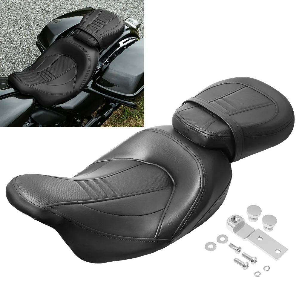 

Motorcycle Driver Passenger Seat Set Black Fit For Harley Touring Road Glide Special 2009-2021