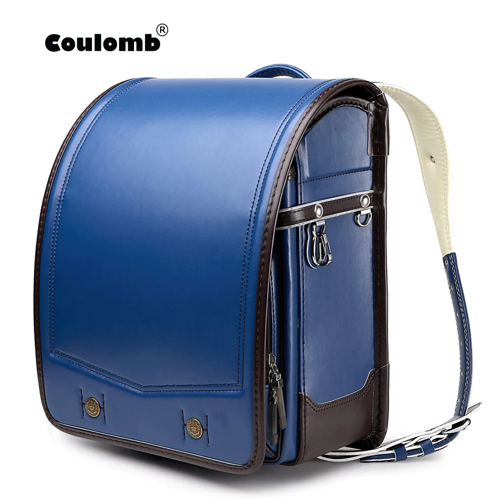 Coulomb Randoseru Kid PU Solid Children's School Bag 2021 New Style Contrast Color Design Boy Japanese Student Backpack сумка