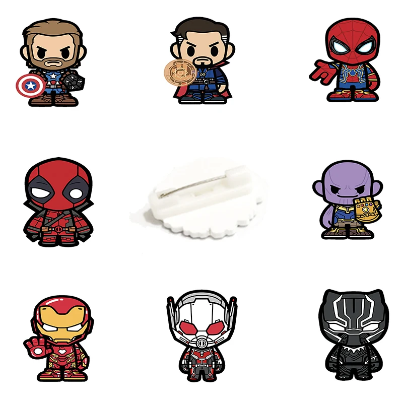 

Disney Marvel Anime Brooch Spider-Man Iron Man Hulk Brooch Acrylic Badge Brooch Epoxy Fashion Ladies Men Clothes Hat Brooch