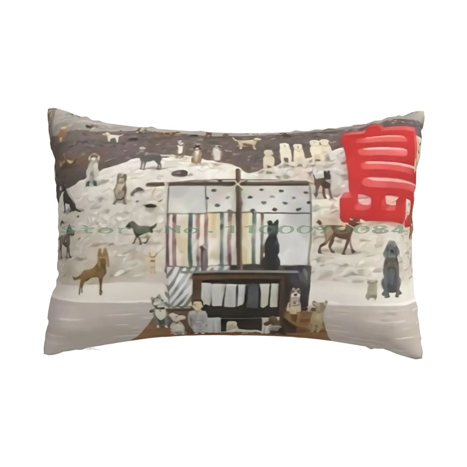 Home Of Isle Of Dogs Pillow Case 20x30 50*75 Sofa Bedroom Isle Of Dogs Iod Wes Anderson Animal Stop Motion Gondo Chief King