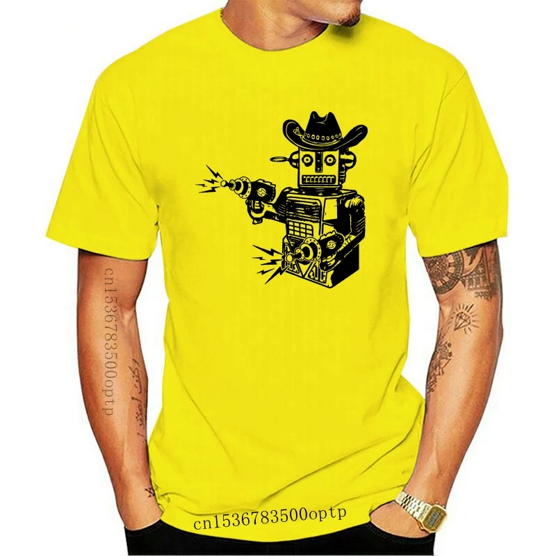 Новинка ковбойский робот футболка винтажная игрушка Geek Лазерный Пистолет крутая