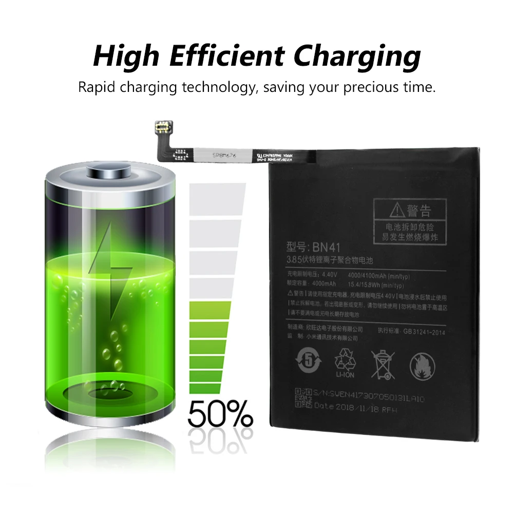 BN41 литиевая батарея для Xiaomi Redmi Note 4 Note4 BN 41 4100mAh Высокая емкость батареи
