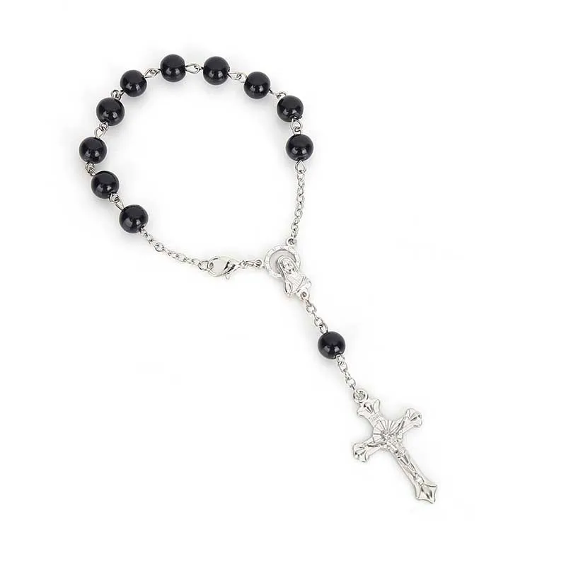 60 шт./розовый Религиозный браслет с искусственным жемчугом и кристаллами детский