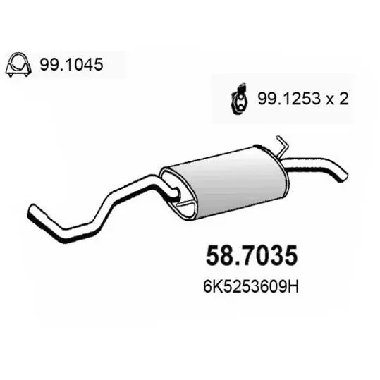 Задняя часть глушителя Volkswagen Polo 1.4I 12/1995 ASSO 587035|Шумоглушители| |