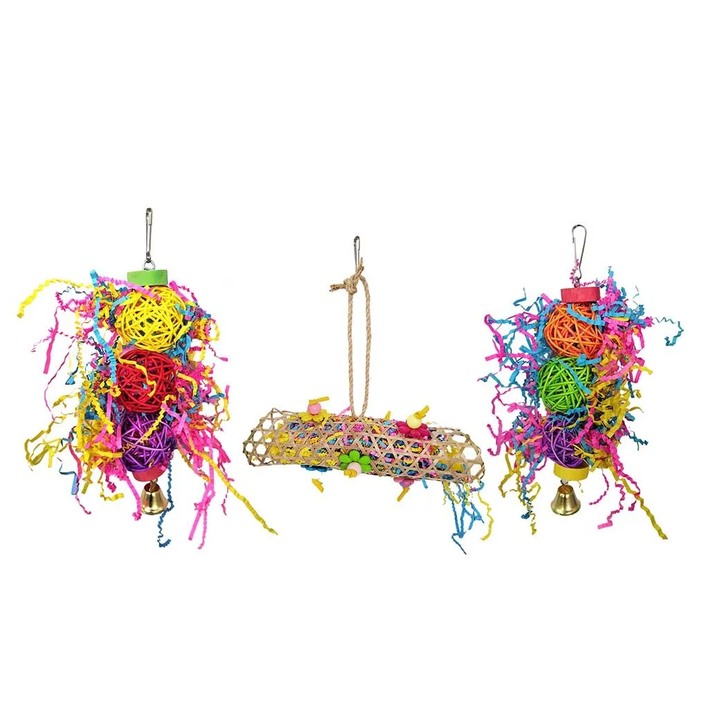 Hot selling 2019 products 3 PC Bird Parrot Toys Hanging Bell Pet Cage Swing Toy home decoration accessories | Дом и сад