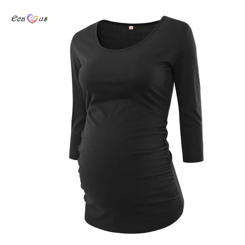 1 pieces as pic Комплект из 3 предметов; одежда для мамы и ребенка; Футболка для беременных с рукавом три четверти; Топ для беременных; Одежда для беременных; винтажные топы для беременных с рюшами сбоку - Цвет: 1 pieces as pic