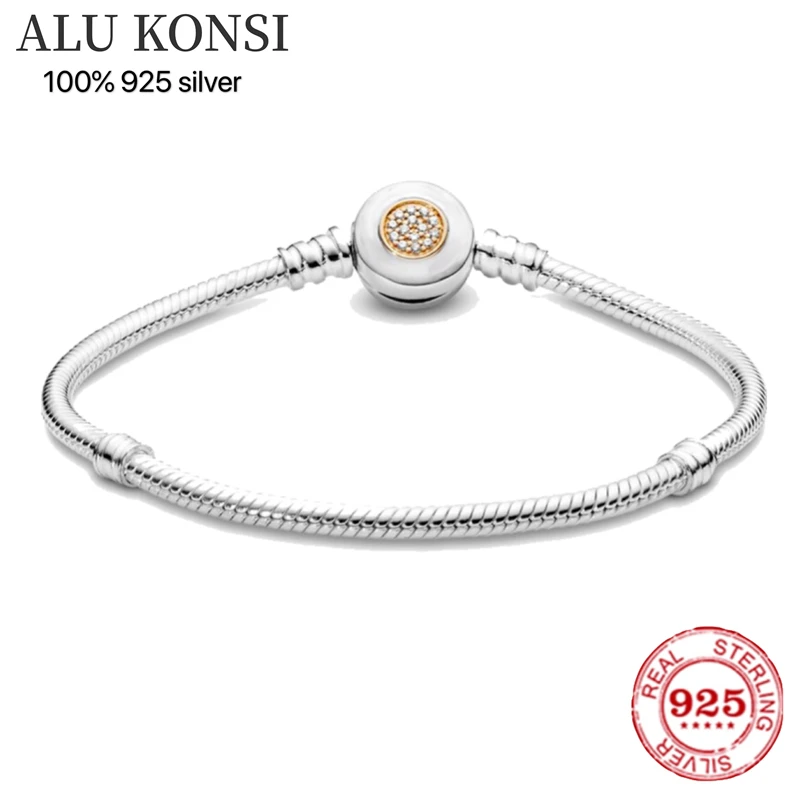 

Hot Sale 100% Real 925 Sterling Silver pan Bracelet for Women Fit Original Design snake Charms Bangle DIY high quality Jewelry