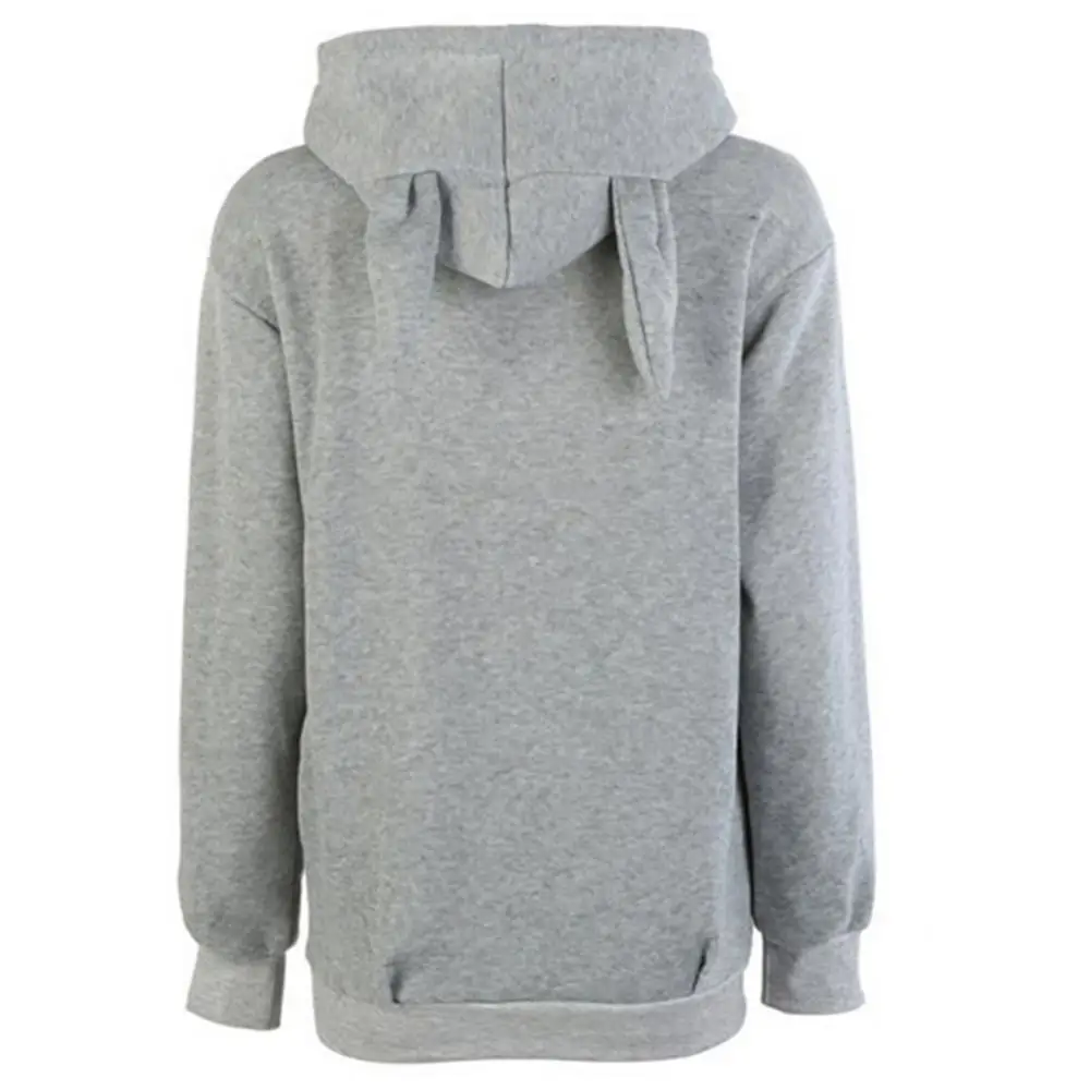 Cute Rabbit Ears Plus Thick Hoodies Women Loose Long Sleeve Pullover Pocket Tops Sweatshirt wear for daily life