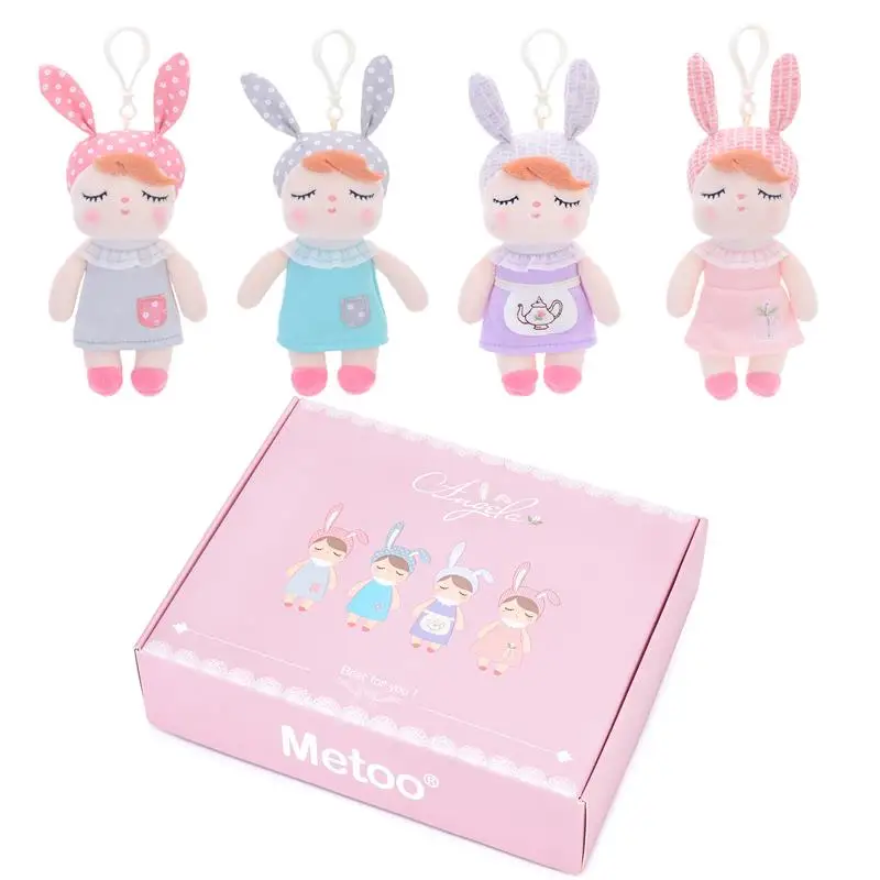 Keychain Metoo Плюшевые игрушки куклы мягкие чучела животные для девочек детские мини милый кролик Keychians для детей Мальчики Рождественский подарок 4 шт. набор - Цвет: Keychain