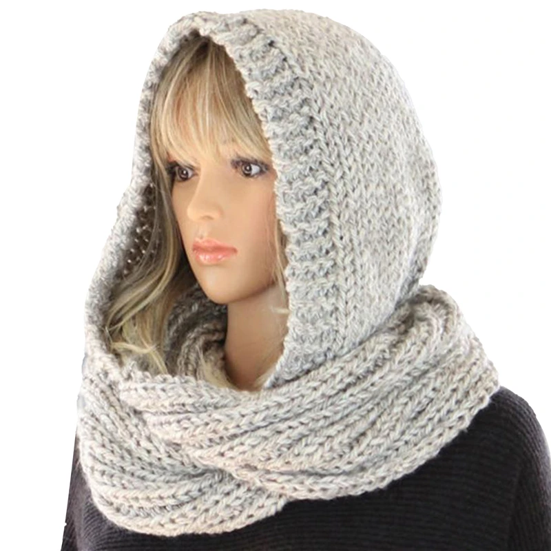 

Winter Beanies Women Scarf Knitted Hat Caps Hooded Gorras Bonnet Warm Baggy Winter Hats For Women Beanies Hats