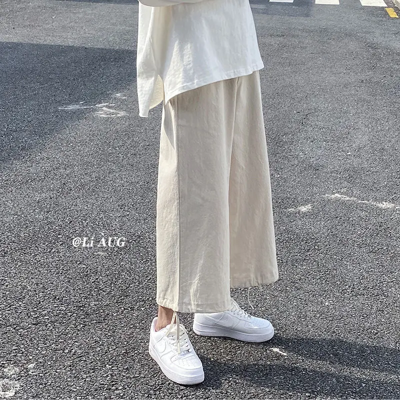 Брюки-султанки мужские льняные до щиколотки Джоггеры в стиле Харадзюку уличная