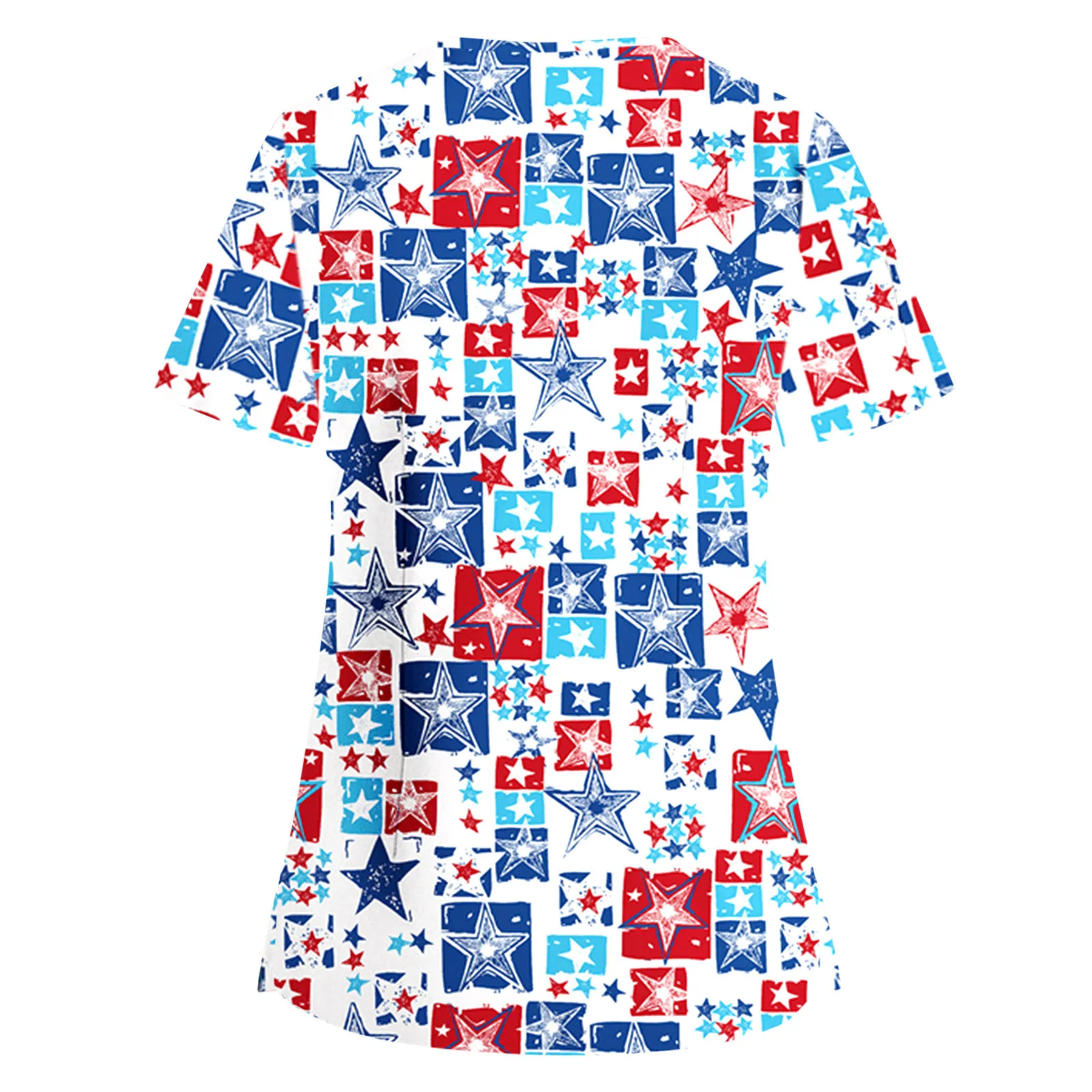 

Women's Casual Print V-neck Nurse Uniform Short-sleeved Top Uniformes Clinicos Mujer Care Worker Nursing Clothing Summer T shirt