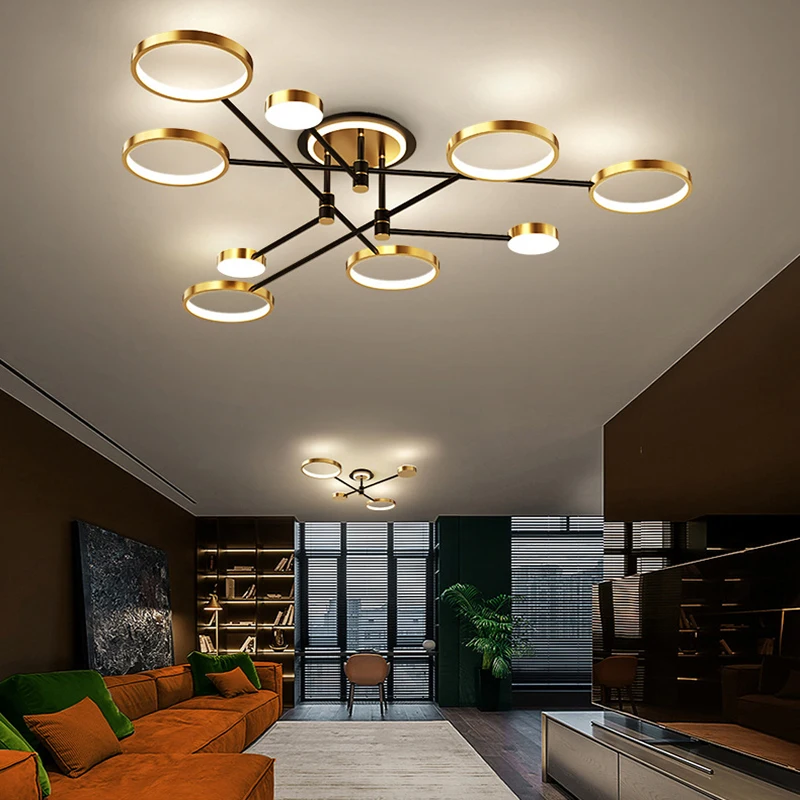 

Modern LED Ceiling Lights Living Room Lamps Nordic Luxury Restaurant New Simple Golden Creative Bedroom Decoration Lighting