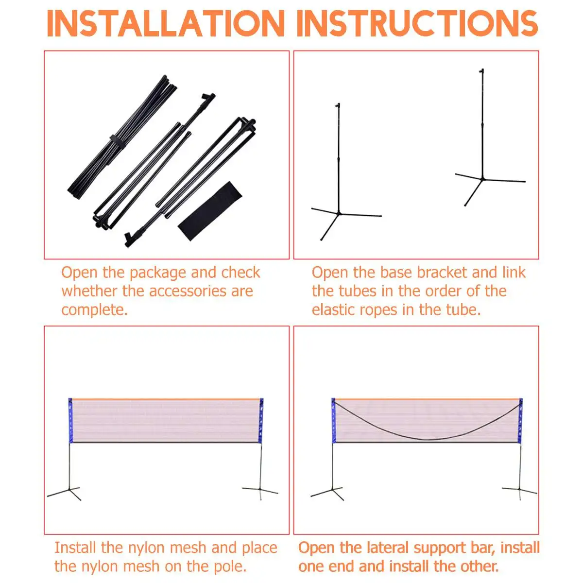 

Foldable Badminton Tennis Volleyball Net 85-155cm Height Adjustable Outdoor Sport Set Net Frame Stand Portable with Storage Case