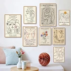 Абстрактные плакаты и принты с изображением Пикассо Матисса, девушка, цветок, нордическая минималистская линия, настенная живопись, картины, декор для комнаты