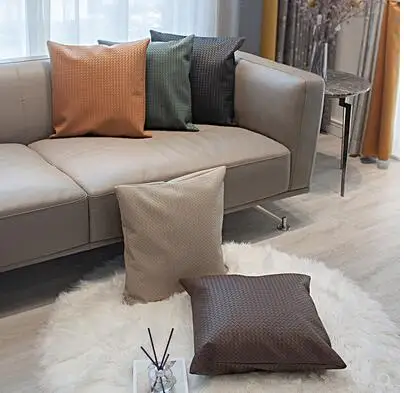 

Кожаная плетеная наволочка из искусственной кожи наволочка коричневый оранжевый итальянский современный чехол подушка для гостиной