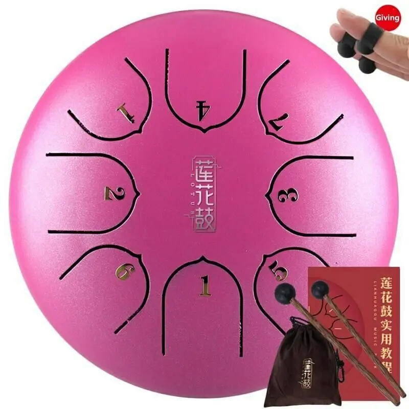 

Alloy Steel Tongue Drum 6Inch 8 Tones with 1Pair Mallets + Storage Drum Bag FEA889