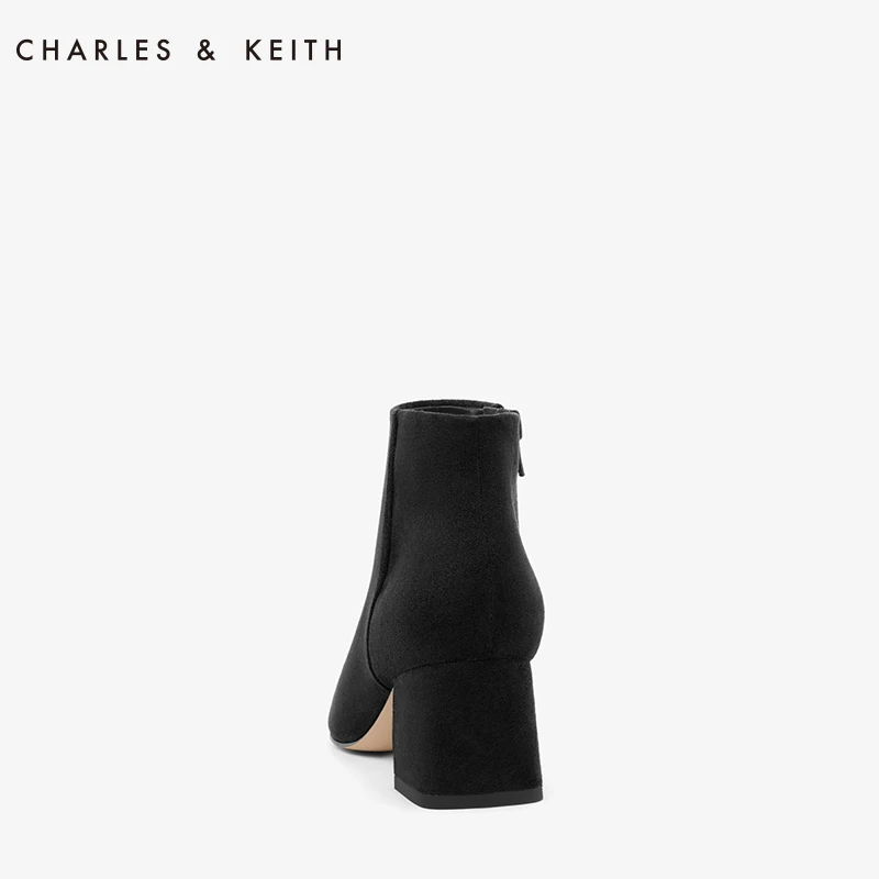 CHARLES＆KEITH Женские Ботинки CK1 91680022 Ботильоны Чёрные Простой Дизайн Острый Носок