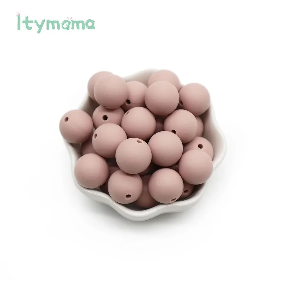 Cuentas redondas de silicona de grado alimenticio, mordedor de dentici&oacute;n masticable para beb&eacute;, 15/12mm, 40 unids/lote-3
