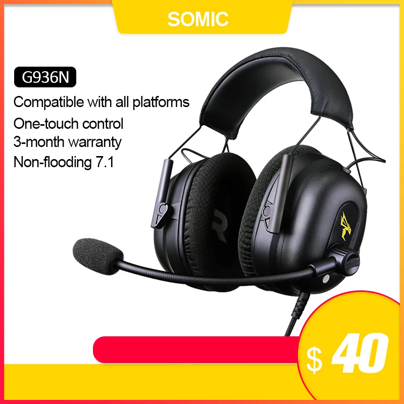 SOMIC G936N игровые наушники 7.1 Виртуальные игровые гарнитуры Объемный звук USB 3,5 мм Наушники с шумоподавлением для игр для ПК PS4 гарнитура геймер игровая гарнитура