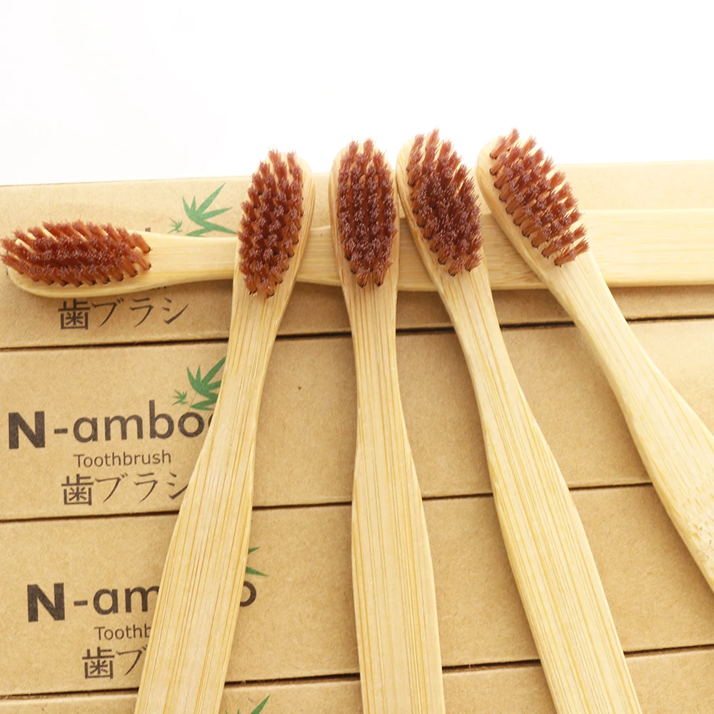 5 упаковок Бамбуковая зубная щетка деревянная для взрослых с мягкой щетиной и
