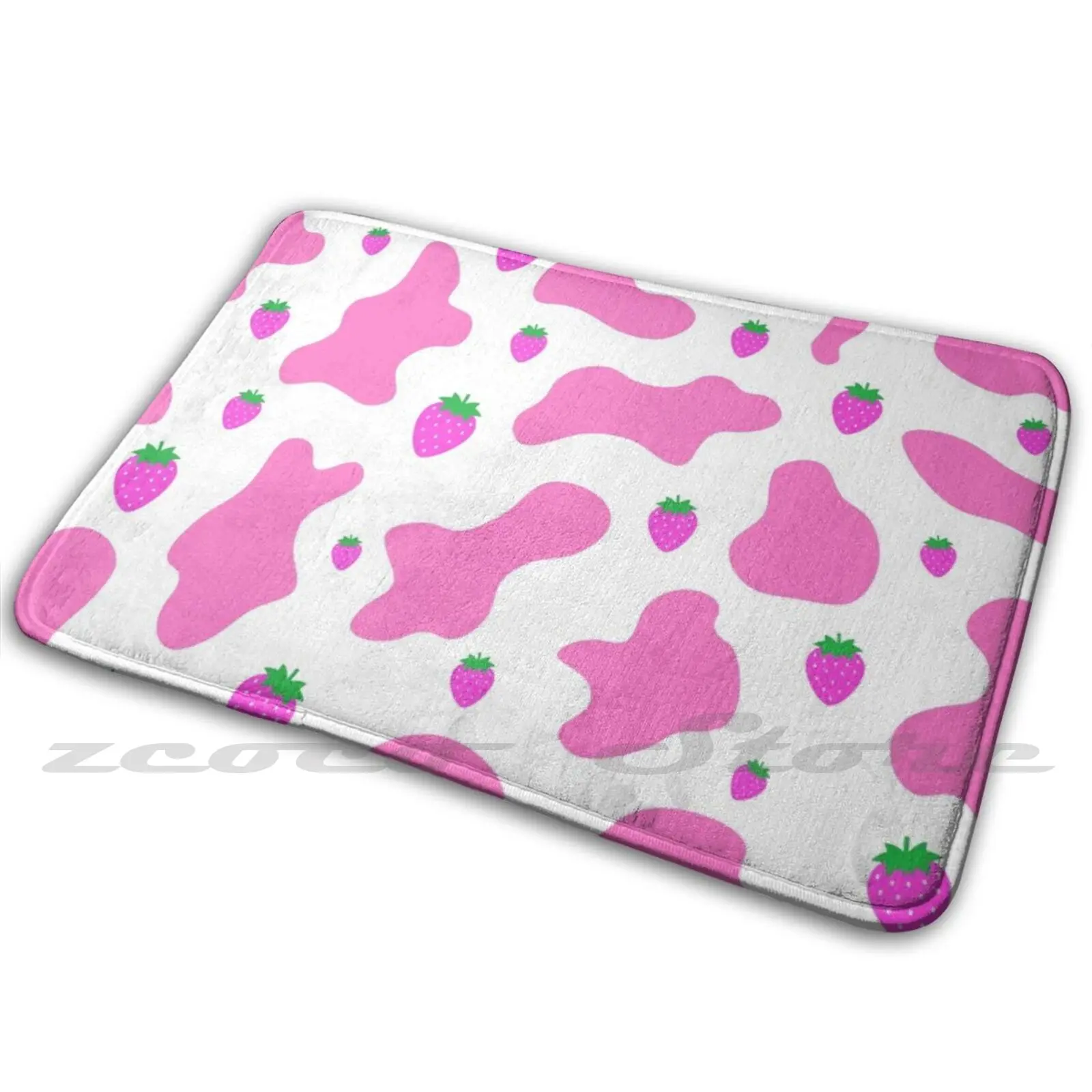 Клубничный узор корова Мягкий Нескользящий Коврик для ванной комнаты ковер