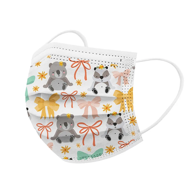 

50Pcs kids Cartoon Disposable Face Masks 3-Layer Meltblown Fabric Fashion Child Print Mouth Mask Breathable Protective Dust Mask