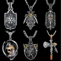 domineering mens necklace personality punk style skull pendant necklace motorcycle party biker jewelry hip hop chain necklace