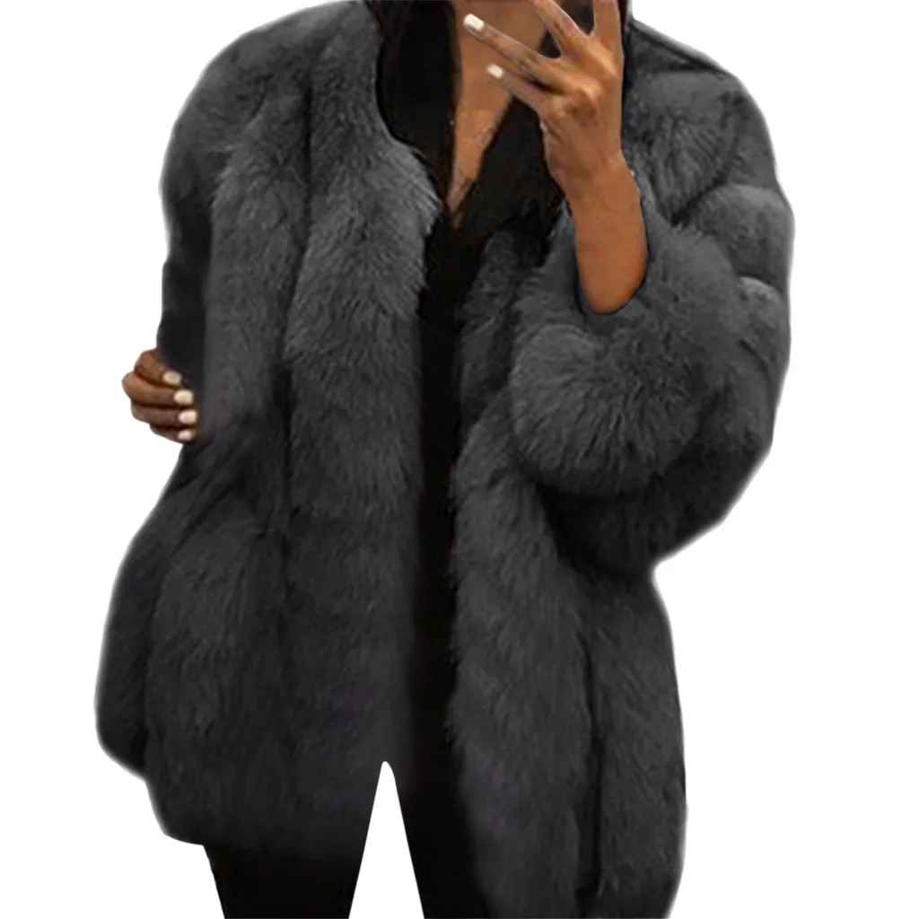 Gray Mink норковые пальто женские Зимние теплые плюшевые пальто Роскошная мягкая меховая куртка пальто Высокое качество женские толстые пальто из искусственного меха# G30 - Цвет: Gray