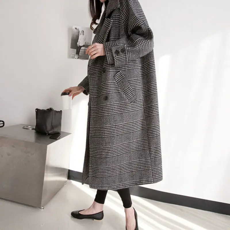 

Autumn and Winter Korean Version of the Long Section of Large Size Woolen Coat Female Coat