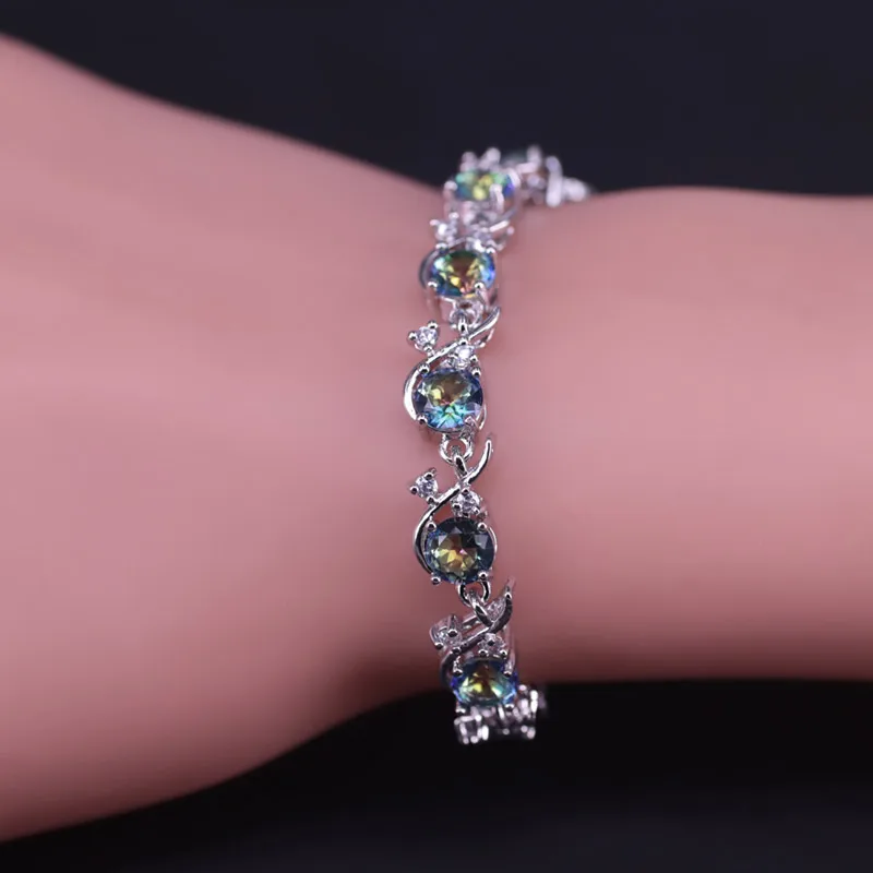 Летний Новый Стиль радужного кубического циркония серебряный цвет набор