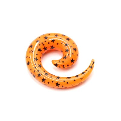 Orange Star Новинка, 2 шт., в стиле панк, акриловые, спиральные, конфетные, ушные приспособления, растягивающие пробки и туннели, расширители, пирсинг, ювелирные изделия, вечерние, подарок - Окраска металла: Orange Star