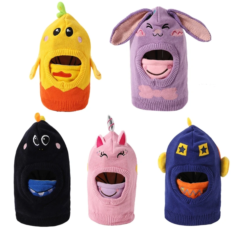 

Cartoon Kids Beanie Hat Knitted Hat Balaclava for Outdoor Sports in Cold Weather