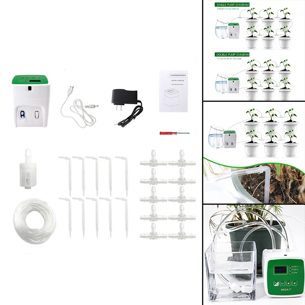 Automatic Watering System Drip Tape Irrigation Kit Double Pump 15 Pots US Plug Multi-function Settings |