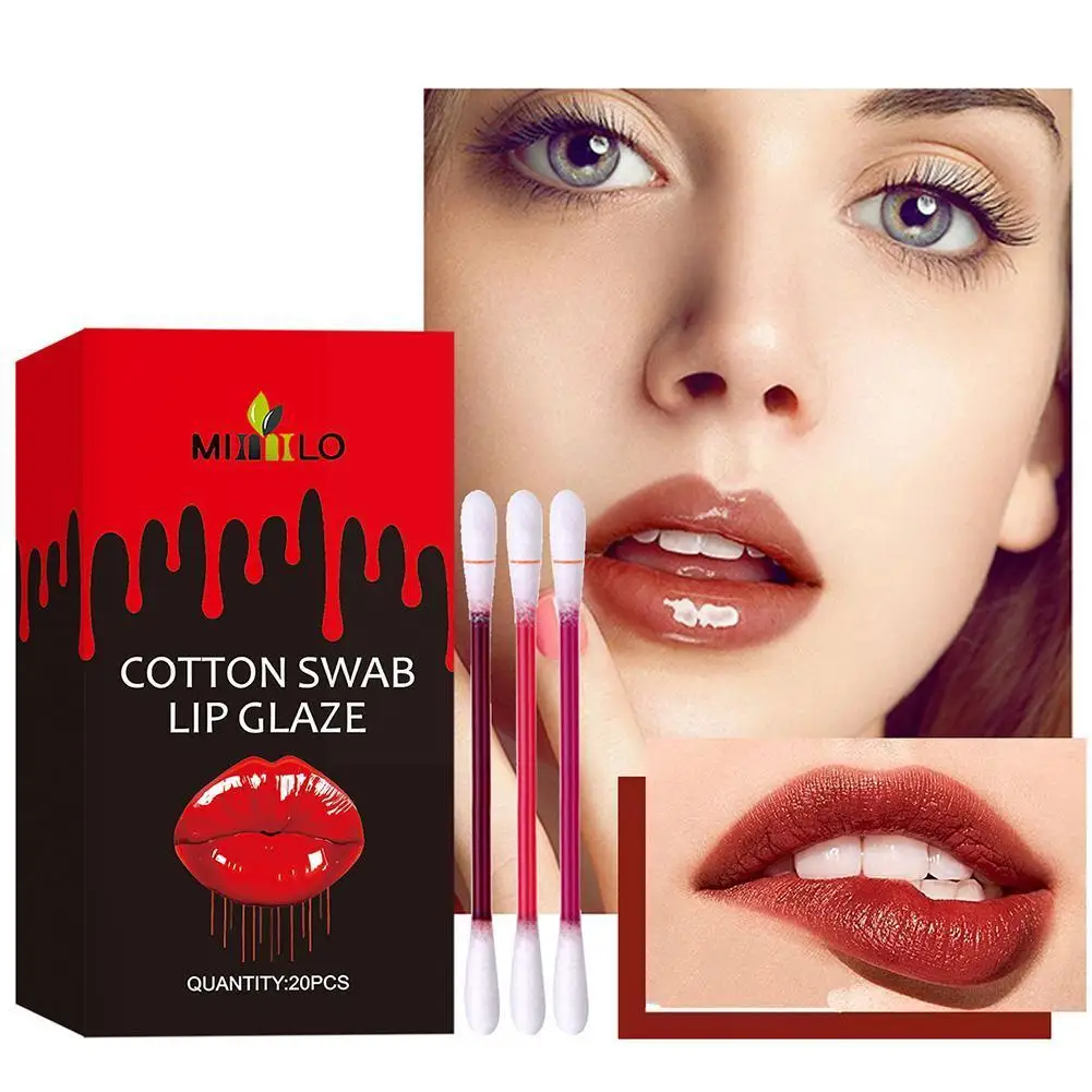 

20pcs/set New Cotton Swab Disposable Lip Stain Lipstick Lasting Lip Set To Easy Waterproof Waterproof Glaze Long Wear K8l7