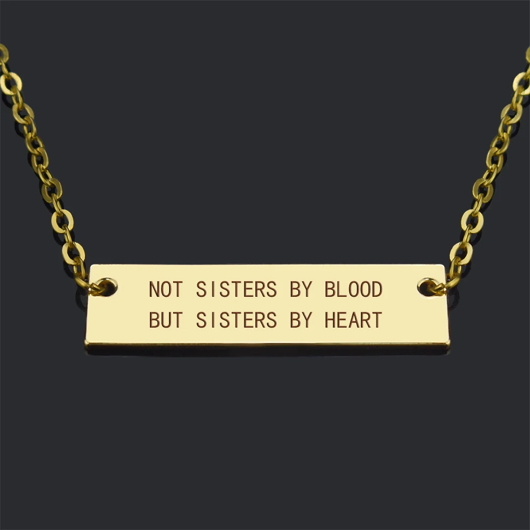 

Sisters Necklace Gift " Not Sisters By Blood But Sisters By Heart " Women Girls Friendship Engraved Necklace Clavicle Chain