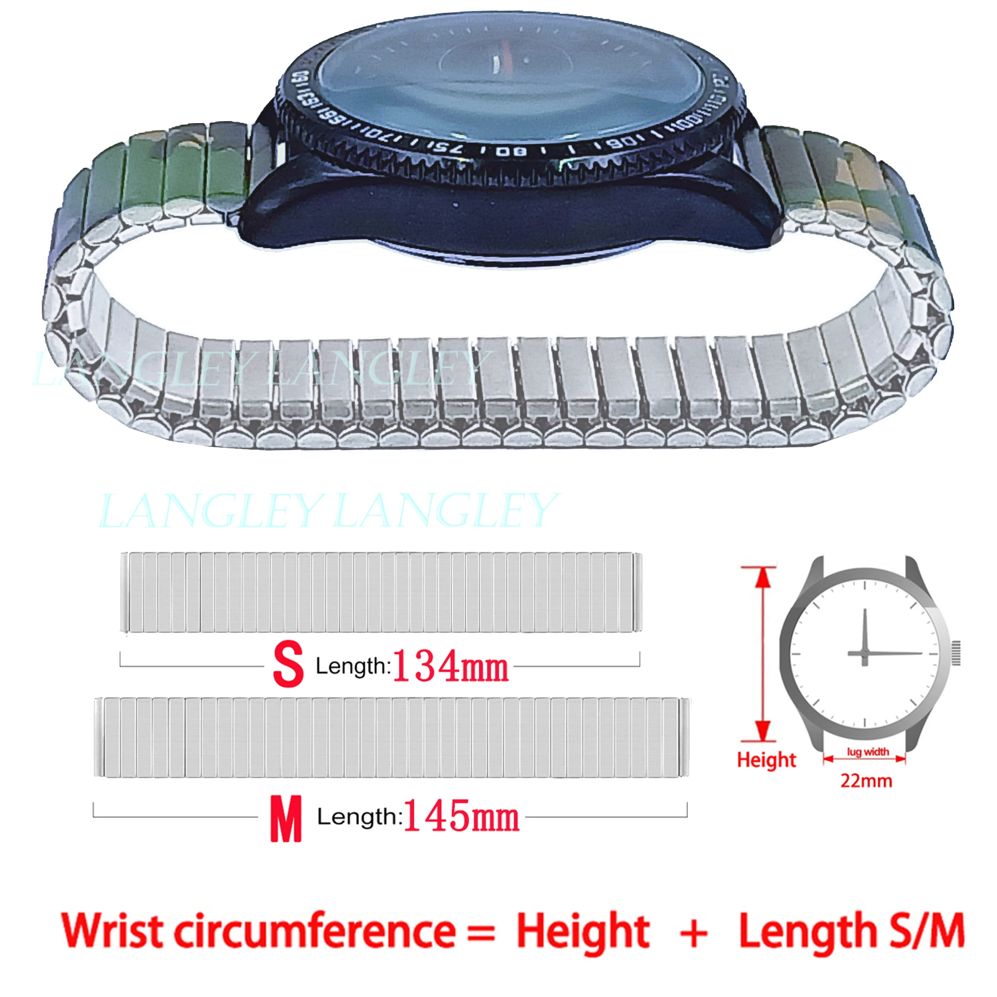 Эластичный браслет для часов растягивающийся из нержавеющей стали Samsung Galaxy Watch 3 45